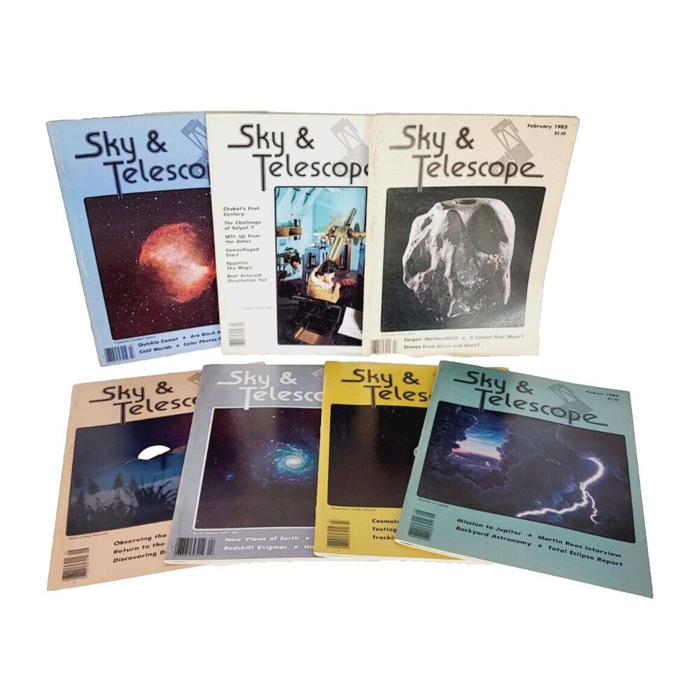 Vintage 80s Sky & Telescope Magazine Lot Set of Seven February-August 1983